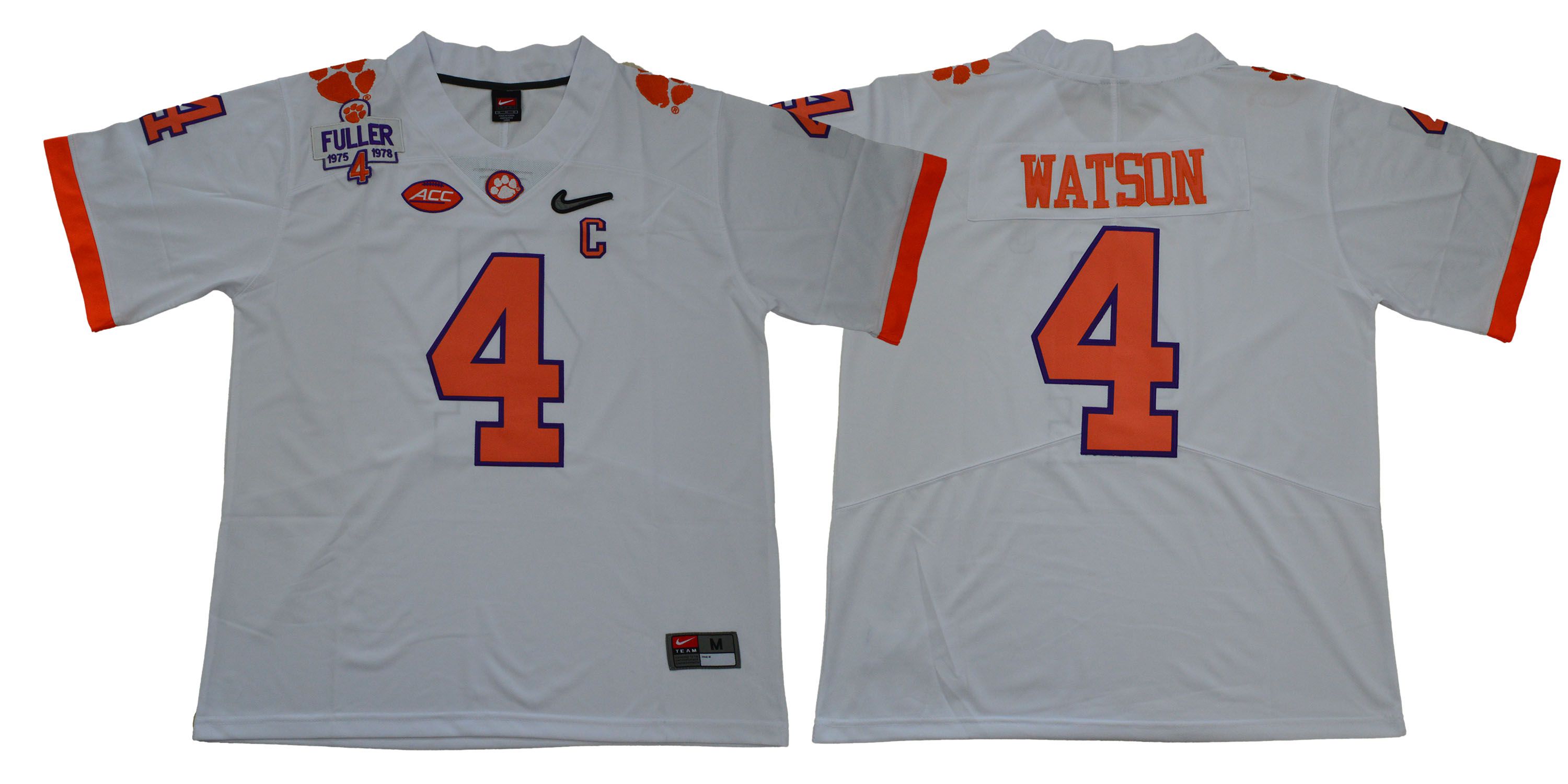 Men Clemson Tigers 4 Watson White Diamonds NCAA Jerseys